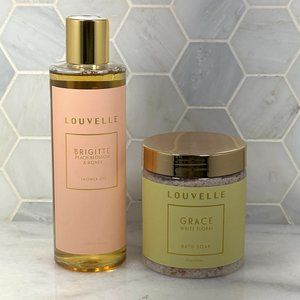Louvelle-Grace White Floral Bath Soak & Brigitte Peach Blossom &Honey Shower Gel